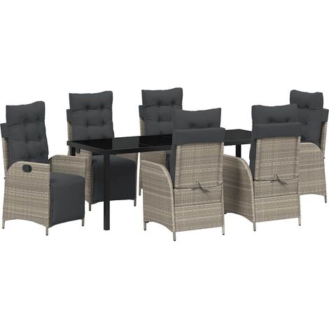 Maison Exclusive - Set da Pranzo per Giardino 7 pcs Grigio chiaro polyrattan