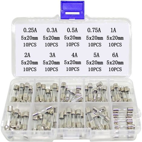 100-piece fuse pack, 520mm fuse, 0.25A6A fast-blow fuse (1/5)