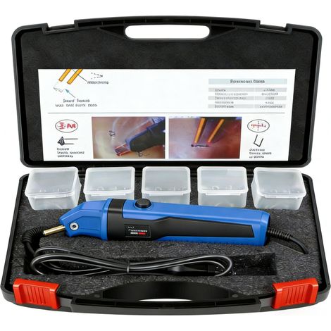 Kit de soudage plastique 5 en 1, soudeur avec outils de mise en forme de coupe à chaud pour la réparation de pare-chocs automobiles domestiques, prise ue bleue 220V (1/5)