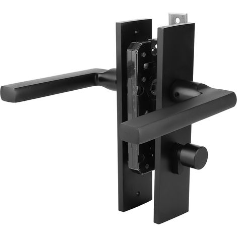 Türschloss aus Aluminium für Schlafzimmer, Sicherheitstürgriff mit Schlüsseln und Schraube, schwarz (1/5)