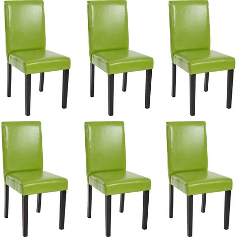 [NON UTILIZZATO] Set 6x sedie Littau ecopelle opaca soggiorno cucina sala da pranzo 56x43x90cm verde piedi scuri