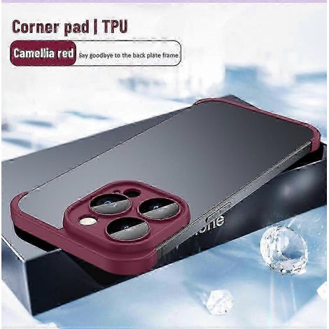 Protection d'angle sans coque pour iPhone 14, 13 et 12 Pro Max : protège l'objectif de l'appareil photo en verre, les bords et les coins exposés. Sans cadre. (1/3)