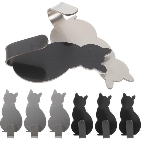 8 pièces Crochets Muraux Acier Inoxydable Chat Décoratifs Sans Perçage (1/5)