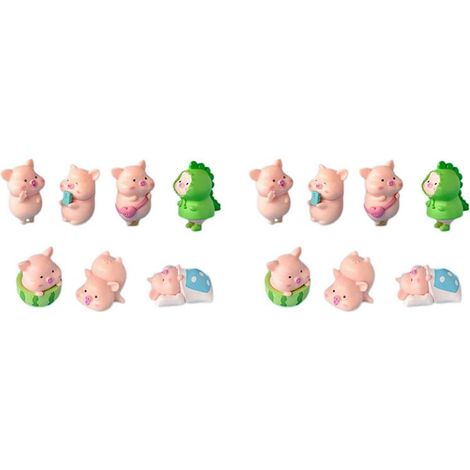 14-teiliges DIY-Set mit Schweinchen aus Kunststoff – Dekofiguren für Gartenlandschaften, Feengärten und Schlafzimmer