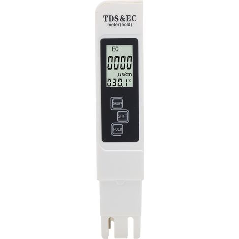 Tragbares 3-in-1-Wasserqualitätsmessgerät: Misst TDS, elektrische Leitfähigkeit und Temperatur, mit HD-LED-Anzeige (weiß). (1/5)