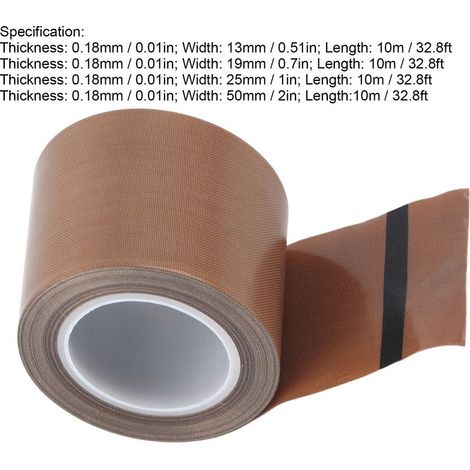 Ruban adhésif résistant à la chaleur, matériau PTFE, rouleau de scellage d'isolation thermique pour scellant, 0,18mm x 50mm, 10m (1/5)