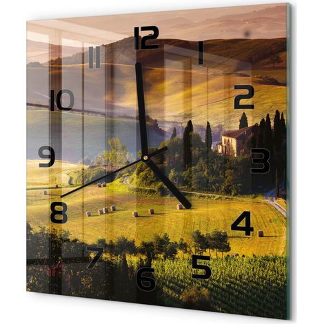 Horloge Murale Carrée Originale en Verre Silencieuse Design Moderne Salon Toscane, Italie 30x30 cm (1/5)