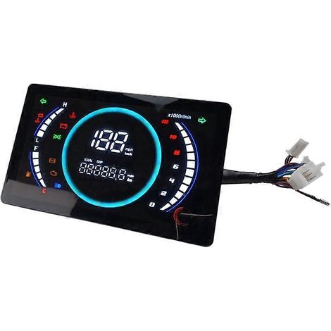 Compteur de vitesse numérique universel à LED réglable 12 V pour moto, avec affichage du régime moteur, de la température et de la vitesse engagée, jusqu'à 199 km/h. (1/5)