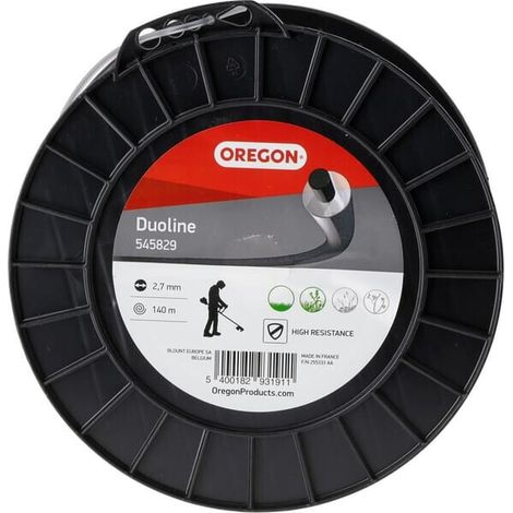 Hilo de corte Oregon Duoline de 2,7 mm x 140 m, carrete reforzado para desbrozadoras.