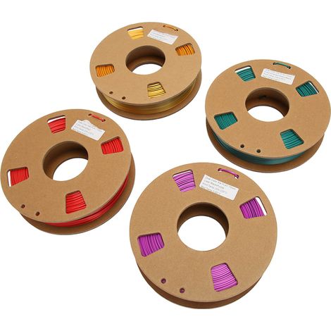Lot de 4 bobines de filament PLA bicolore pour imprimante 3D, diamètre 1,75 mm, poids net 250 g, résistance à la chaleur 200-220 °C, pour recharger votre imprimante 3D. (1/5)