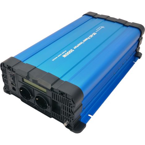 Spannungswandler FS3000D 24V 3000 Watt reiner Sinus BLAU m. Display (1/5)