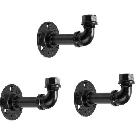 Set di 3 ganci per cappelli in ferro industriale vintage – Supporto da muro retrò per gancio a tubo, supporto appendiabiti sospeso per vestiti, asciugamani, borse, ombrelli, decorazione antica per la (1/5)