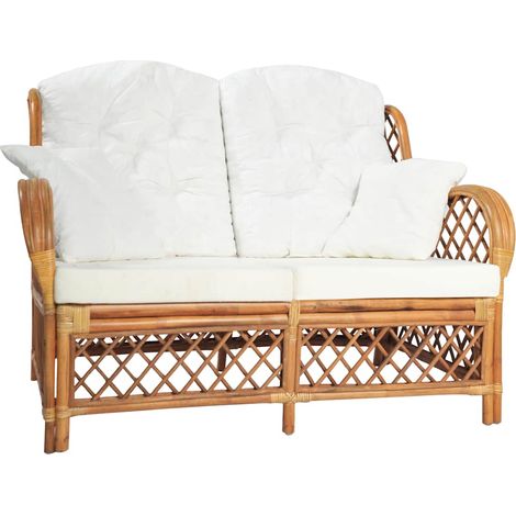 2-Sitzer-Sofa Hellbraun Rattan