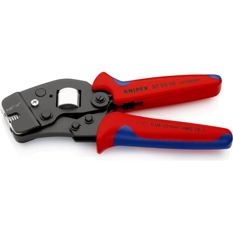 KNIPEX 97 53 08 SB Pinza per terminali a bussola, con regolazione automatica per crimpaggio frontale con manici multicomponente brunita 190 mm (1/5)