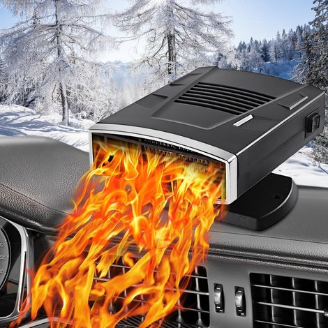 Chauffage de voiture portable 12 V 200 W, désembueur de pare-brise de voiture, 2 en 1 avec base rotative à 360° et prise allume-cigare pour toutes les voitures 12 V (1/5)