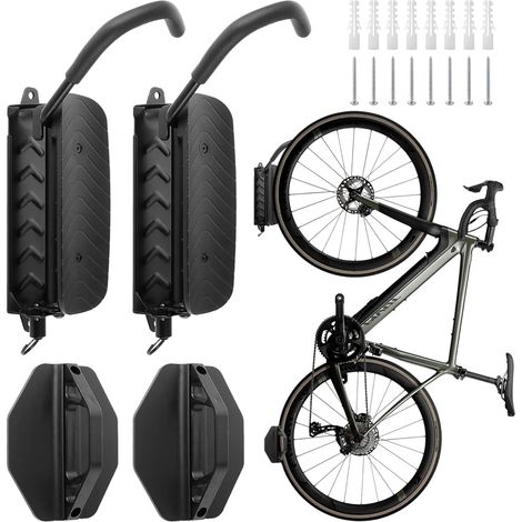 Supporto da parete per 2 bici - Rimorchio con trasmissione regolabile - Girevole - Supporto da parete per garage - Nero - Supporta fino a 30 kg (1/5)