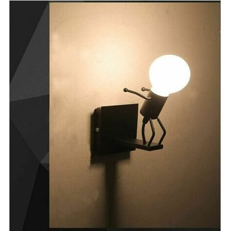 Lampe murale robot CRUEL, petite lampe murale Iron Man, style rétro dessin animé, pour bar, chambre, cuisine, restaurant, café, couloir (1/5)