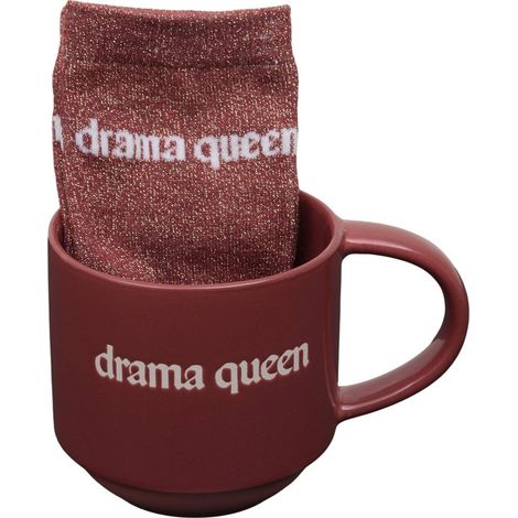 Coffret mug 38cl + chaussettes Drama Queen bordeau - Atmosphera créateur d'intérieur (1/4)