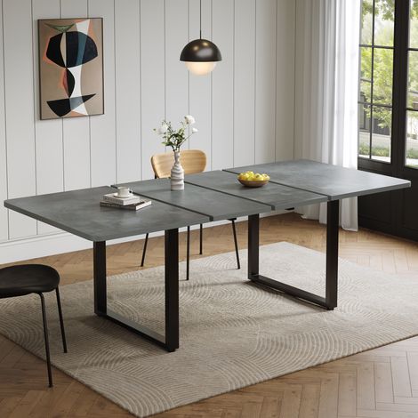 Mesa comedor extensible MDF gris 220 cm 6-10 personas OKMYHOME (1/5)