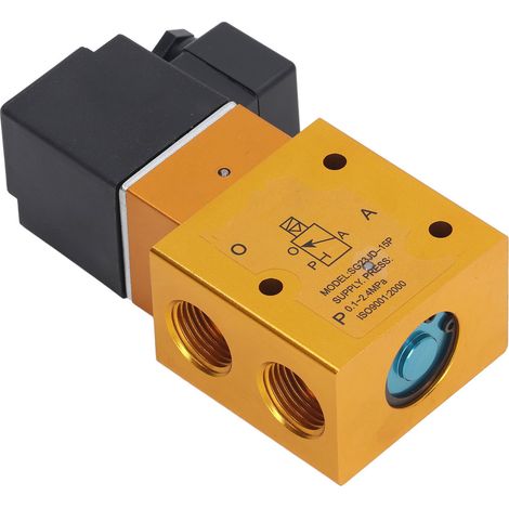 Électrovanne pneumatique G1/2" 2 positions 3 voies, pression de service 0,1–2,4 MPa, guide interne, 220 V CA (1/5)