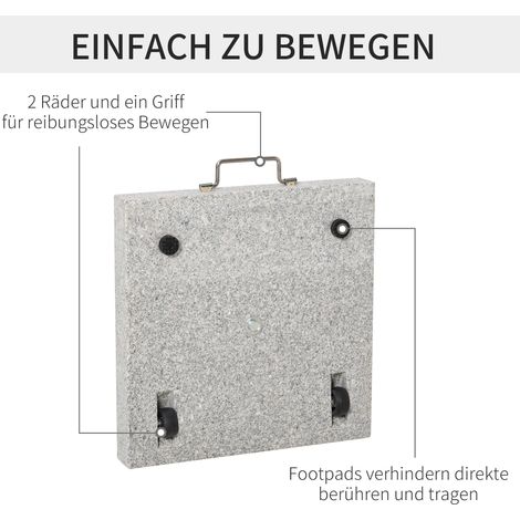 Support de parapluie en acier inoxydable avec poignées, porte-parapluie semi-circulaire, poids pour parasol Ø3,8-Ø4,8 cm, pour balcon, terrasse, jardin, gris (1/4)