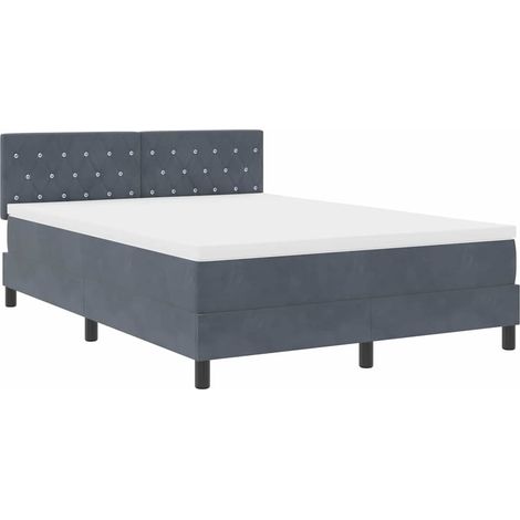 Maison Exclusive - Lit à ressort LED avec matelas Gris foncé 160 x 200 cm Velours