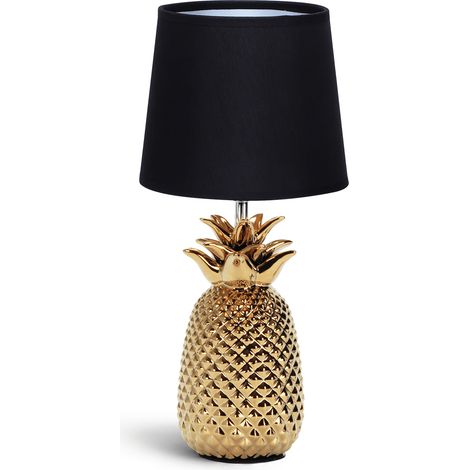 Aigostar Lampada Tavolo Abatjour E14 H36cm Ceramica Nero/Oro Glamour (1/5)