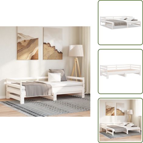 Letto per ospiti - vidaXL Dormeuse Estraibile Bianca in Massello di Pino 2x(90x200) cm - Divano in legno