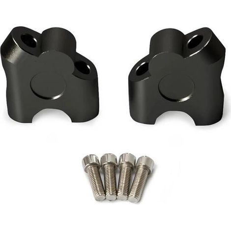 Elevadores de manillar para motocicleta - Soporte para elevador de manillar - Conducción más cómoda - Aluminio CNC universal - 22 mm (7/8") - Negro (1/5)