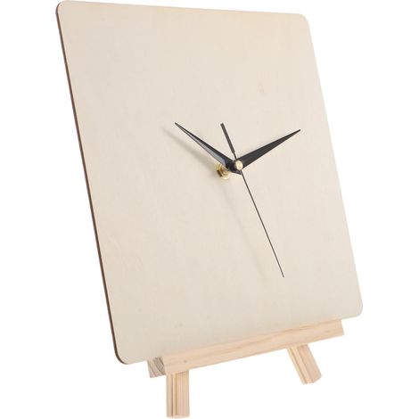 Kit Cadran D'horloge à Peindre en Bois Carré 25 Cm, Mouvement Silencieux, Socle DIY sans Pile, Loisirs Créatifs pour Décoration Murale et Atelier Pédagogique (1/5)