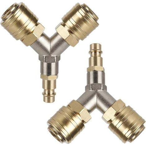 Raccord Rapide Air, 2 Pièces Raccord Pneumatique NW 7,2 1/4 AG Interrupteur D'air Comprimé avec Deux Raccords Raccord D'air Comprimé Distributeur D'air Comprimé en Laiton (1/4)