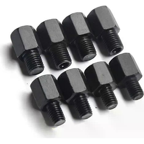 Adaptateur de rétroviseur noir M10 M8 10 mm 8 mm pour moto et scooter, filetage droit/gauche, vis de conversion JXLGV (1/5)