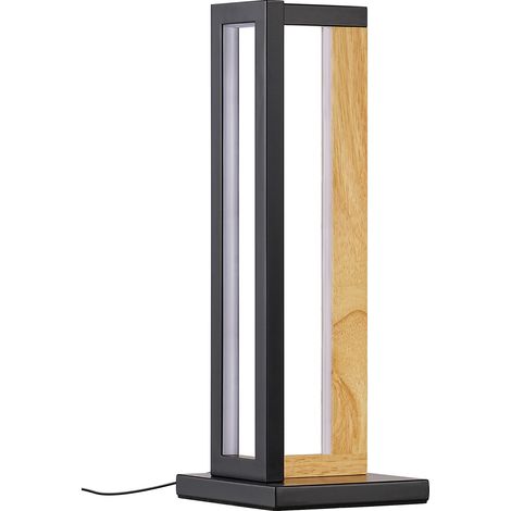 EDISHINE Lámpara de Noche Táctil Regulable, Diseño en Metal & Madera, Modelo Moderno con 3 Temperaturas de Color y Función de Memoria, ideal para Salón, Dormitorio & Regalo, 35 cm