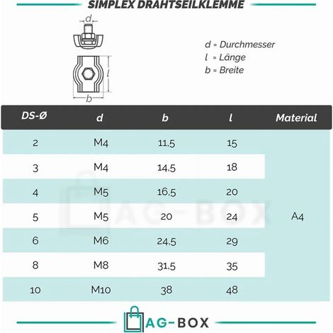Serre-câble Simplex 10 mm en acier inoxydable A4, lot de 4 (1/3)