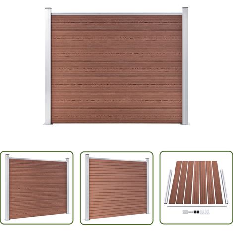 The Living Store Panneau de clôture WPC 180x146 cm Marron - Clôture De Jardin - Clôture Résidentielle - Clôture Composite - Clôture WPC - Barrière De Jardin (1/5)