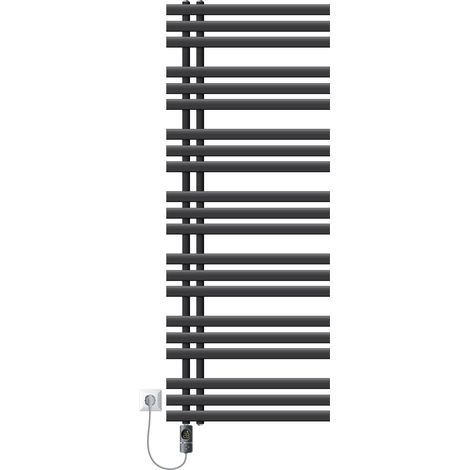 LuxeBath Elektrischer Badheizkörper Iron EM 600x1600mm Anthrazit + Heizstab 900W Thermostat Digitalanzeige, Handtuchheizkörper mit Heizpatrone, Elektro Handtuchwärmer Paneelheizkörper Designheizkörper (1/5)