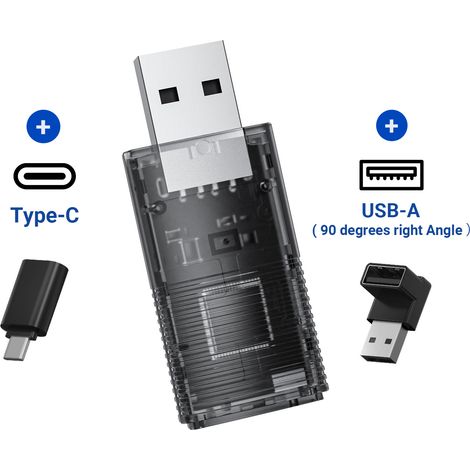 Kabelloser USB-Adapter für CarPlay und Android Auto – Kompatibel mit iPhone und Android, 2,4/5-GHz-WLAN, Bluetooth 4.2, USB-C und 90°-Adapter, Plug & Play – TX-346