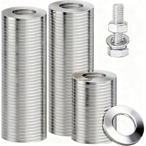 M8 Washer, Flat Metal Washers 304 Stainless Steel Washer M8 for Screws Bolts and Chemical Sealing Washers for Door Hinge (1/5)