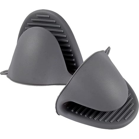 Gant de Cuisine épais en Silicone,2 Pcs Mitaines de Four en Silicone Mini Gant de Four épais en Silicone résistant à la Chaleur Gant Cuisine Anti Chaleur pour Cuisiner,Barbecue,Cuisson(Gris) (1/5)