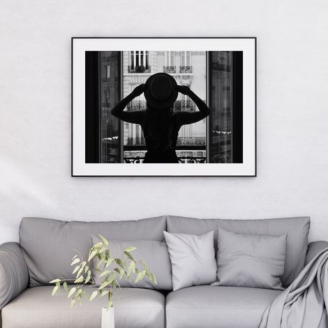 Affiche / Poster - Femme au balcon - 21x29,7 cm - Bordure noire (1/5)