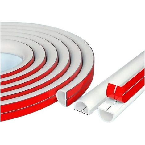 2 m langer, weißer Kabelschutzschlauch – selbstklebende Kabelabdeckung – halbrund – Mini-Kabelkanal – flexibler Kabelschutz für Kabel an Wänden und Böden (1/5)