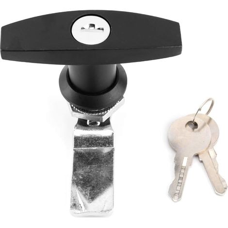 Truck T Lock Handles Rear Fixing Handle Lock Tool Box Garage Door Awning Lock with Keys for Caravan Awning (Black) (1/5)