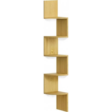 Mensola angolare da parete, 5 ripiani, design a zigzag