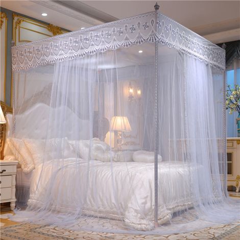 Moustiquaire Pour Lit - 120 x 200 x 200 cm - Style Princess Avec Volants Et Dentelle - En Polyester - Pour Décoration De Chambre À Coucher - 1 Pièce (1/5)