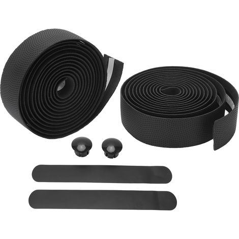 Ruban de guidon en simili cuir à grain ondulé, absorbant la transpiration pour vélo - Noir