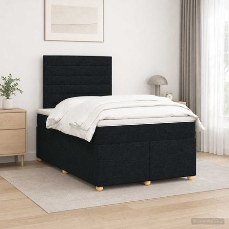 vidaXL Cama box spring con colchón Negro 120 x 190 cm Tela (1/5)