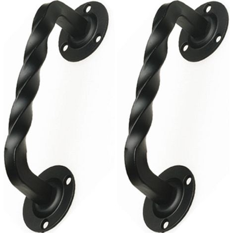 2er Set Antik rustikale Stoßgriffe Türbeschläge Schmiedeeisen Grifflänge 203 mm (1/2)