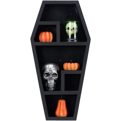 Étagère décorative gothique noire d'Halloween en forme de cercueil, boîte à bonbons de bureau, ornement d'horreur z58957 (1/5)