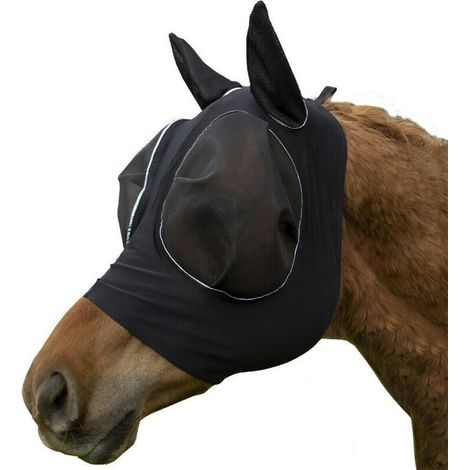 masque de cheval anti-mouches avec protection anti-oreilles, maille respirante, anti-UV, anti-moustiques, insectes, masque de frein (1/5)