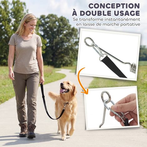 Laisse de Vélo pour Chien 180 cm en Inox , Fixation Rapide, Ressort Amortisseur, Sangle Ajustable, Argent (1/5)